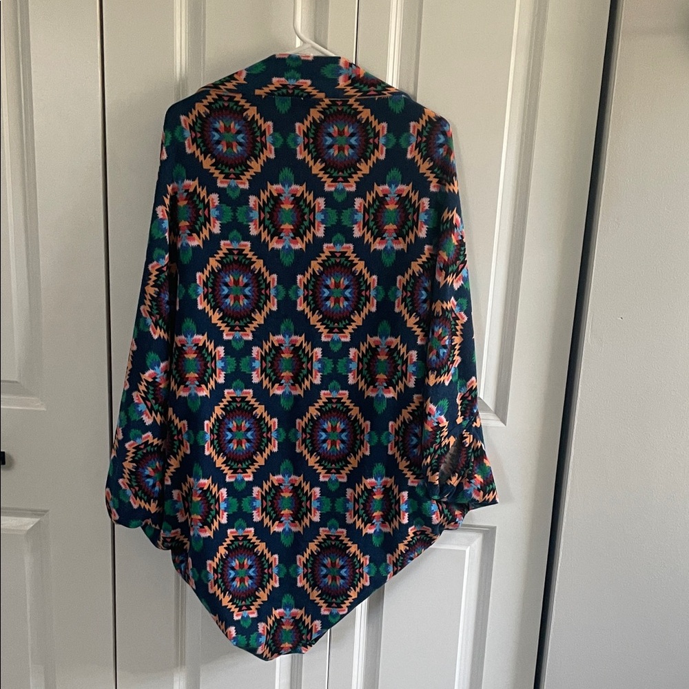 Blue Rain Multicolor Geometric Shawl
